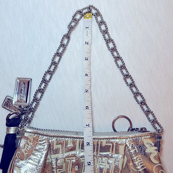 Coach LtdEd Poppy Silver Etched Storypatch Small Evening Shoulder Bag Purse RARE - Picture 12 of 15